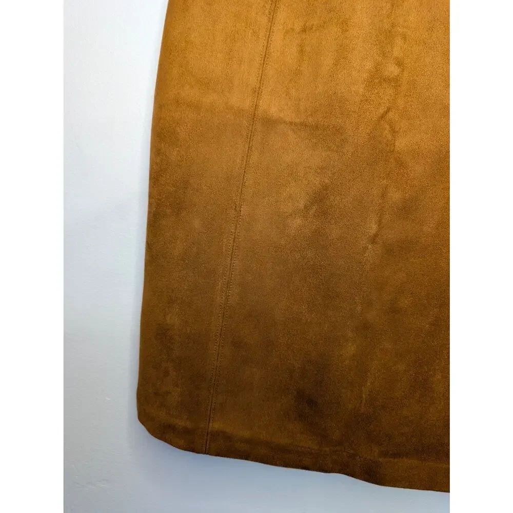Marc New York Andrew Marc Women Skirts, Caramel Brown Faux Suede Pencil Skirt XS